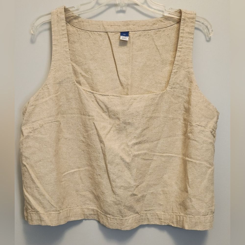 Old Navy Linen Blend Square Neck Crop Tank Top Size XL